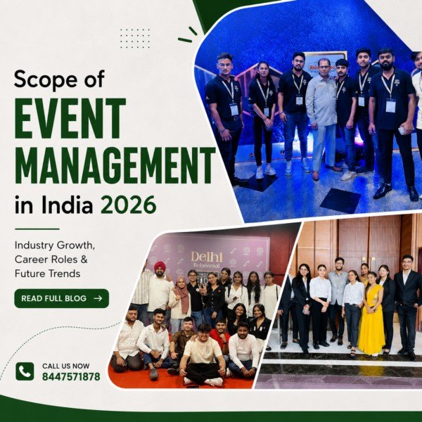 What's the real scope of event management in India right now? Industry growth, career roles, salary ranges, and how to start after 12th — explained simply.