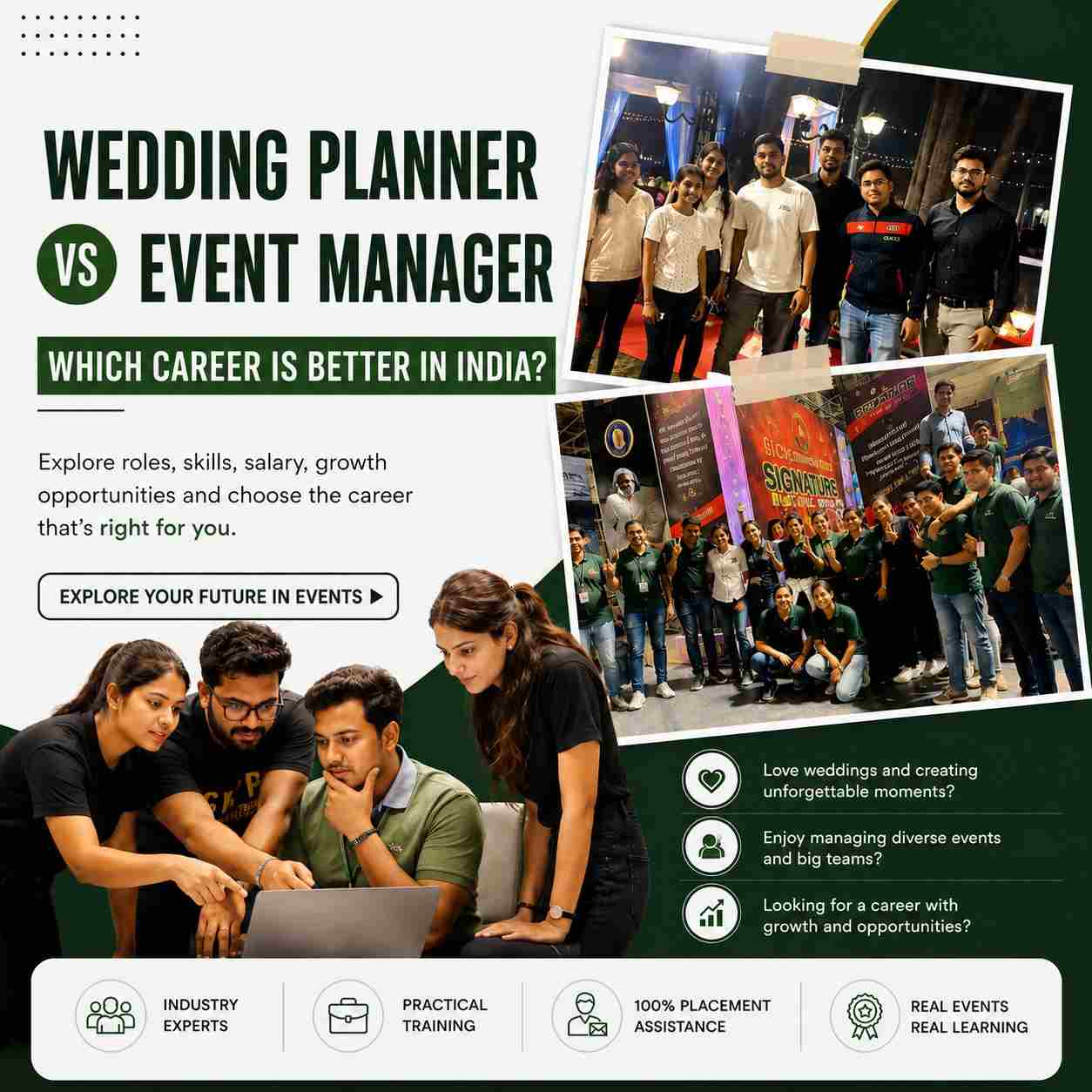 Confused between a wedding planner and an event manager? Compare salary, career growth, skills, and courses in India to choose the right career with Event University. event management course, wedding planner salary, event manager career