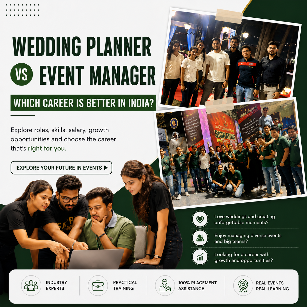 Confused between a wedding planner and an event manager? Compare salary, career growth, skills, and courses in India to choose the right career with Event University. event management course, wedding planner salary, event manager career
