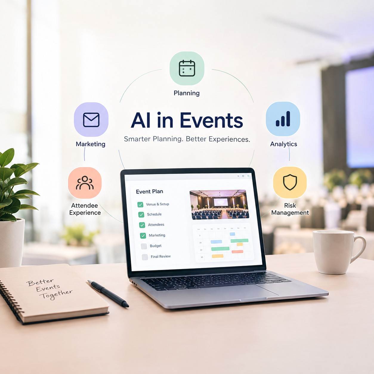 Learn how AI in events improves event planning, marketing, attendee engagement, analytics, and operations while helping teams work smarter and faster. event planning ai ai for events event ai
